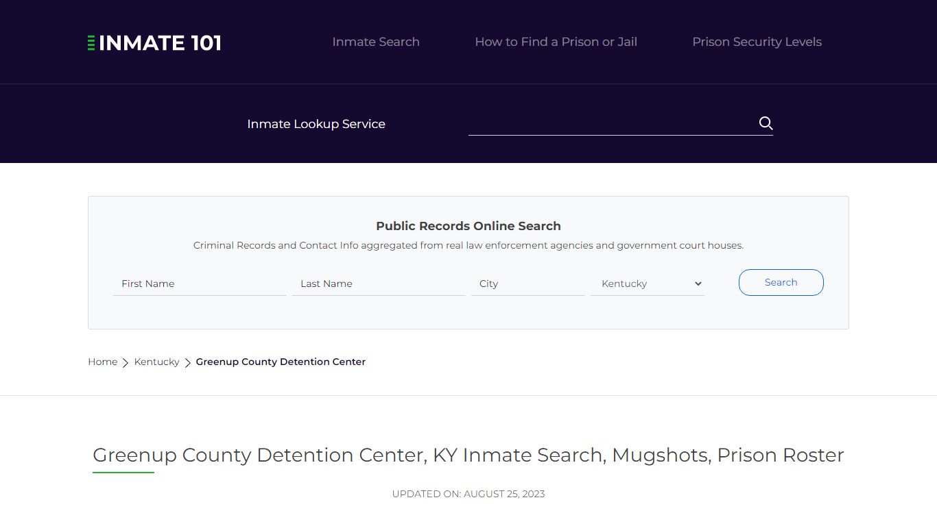 Greenup County Detention Center, KY Inmate Search, Mugshots, Prison ...